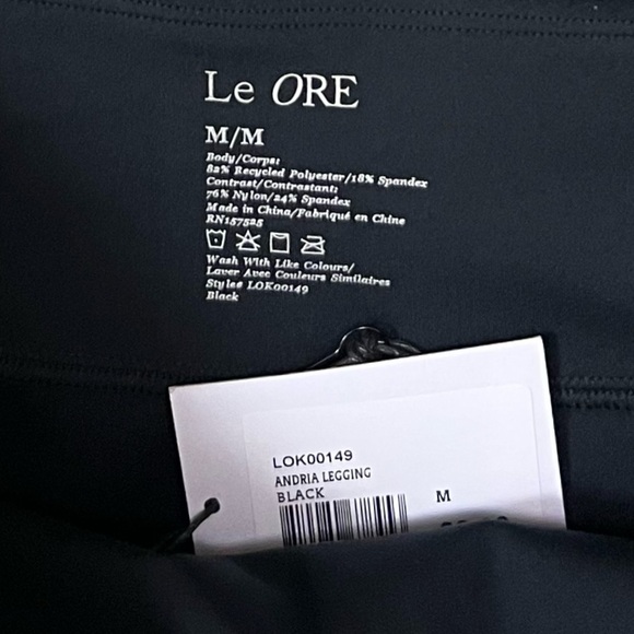 NWT Le Ore Bandier Andria High Rise Corset Waist Mesh Leggings in Black - Picture 7 of 10